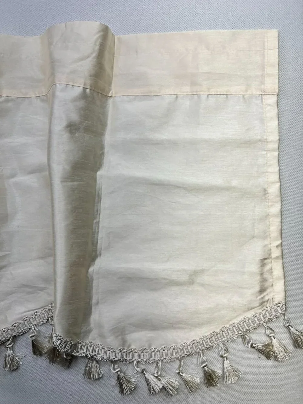 Cream Tassel Trim Rod Pocket Elegant Decorative Window Valance Curtain